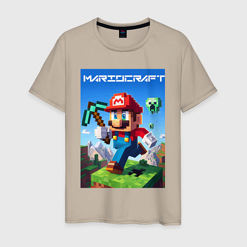 Мужская футболка Minecraft and Mario - ai art collaboration / Миндальный – фото 1