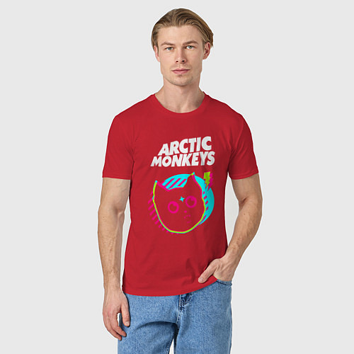 Мужская футболка Arctic Monkeys rock star cat / Красный – фото 3