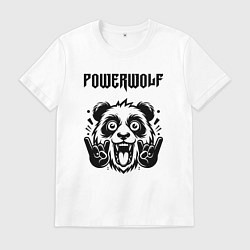 Футболка хлопковая мужская Powerwolf - rock panda, цвет: белый