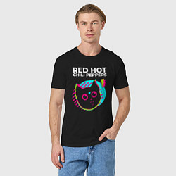 Футболка хлопковая мужская Red Hot Chili Peppers rock star cat, цвет: черный — фото 2