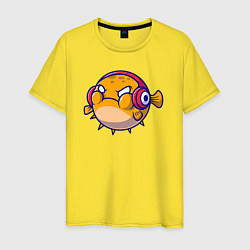 Футболка хлопковая мужская Рыбка пухляш, цвет: желтый