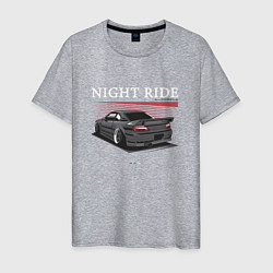 Футболка хлопковая мужская Nissan skyline night ride, цвет: меланж