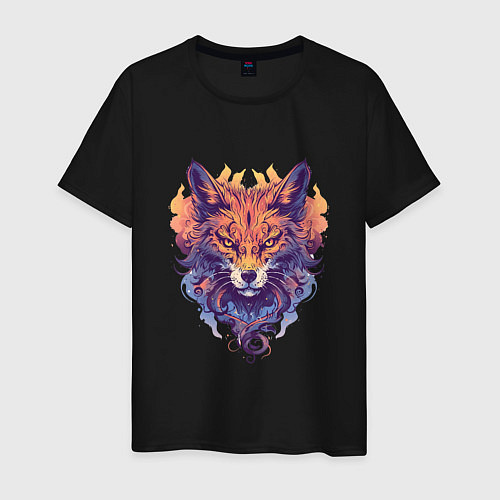 Мужская футболка Foxs Fiery Head / Черный – фото 1