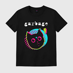 Футболка хлопковая мужская Garbage rock star cat, цвет: черный