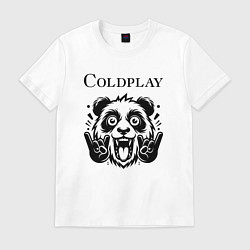 Футболка хлопковая мужская Coldplay - rock panda, цвет: белый