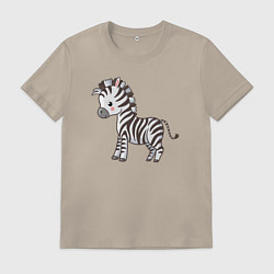 Футболка хлопковая мужская Маленькая зебра, цвет: миндальный