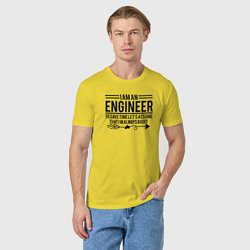 Мужская футболка I am an engineer / Желтый – фото 3