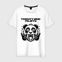 Футболка хлопковая мужская Twenty One Pilots - rock panda, цвет: белый