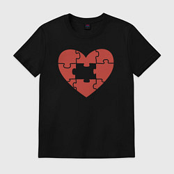 Футболка хлопковая мужская Puzzle heart, цвет: черный