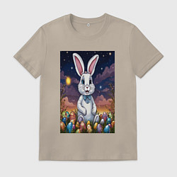 Футболка хлопковая мужская Ночной кролик, цвет: миндальный
