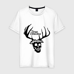 Футболка хлопковая мужская True Detective: Deer Skull, цвет: белый