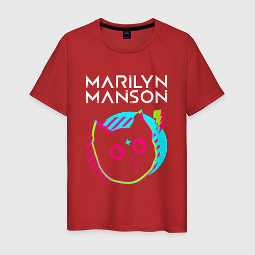 Мужская футболка Marilyn Manson rock star cat / Красный – фото 1