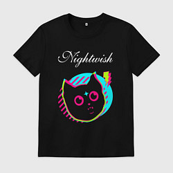 Футболка хлопковая мужская Nightwish rock star cat, цвет: черный