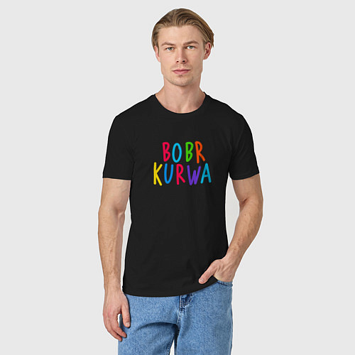 Мужская футболка Bobr kurwa - разноцветная / Черный – фото 3
