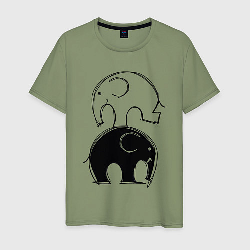 Мужская футболка Cute elephants / Авокадо – фото 1