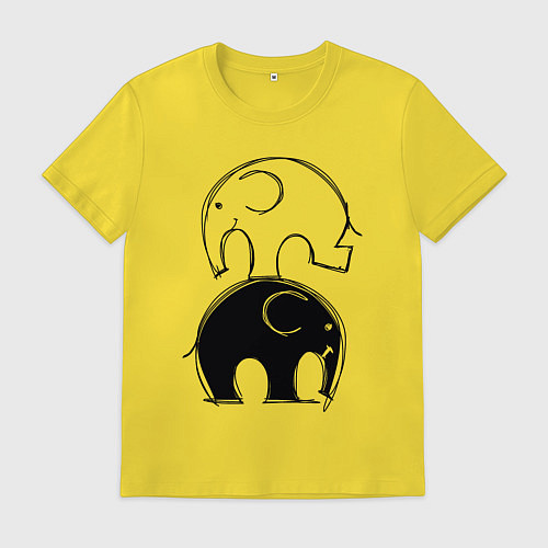 Мужская футболка Cute elephants / Желтый – фото 1