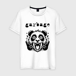 Футболка хлопковая мужская Garbage - rock panda, цвет: белый