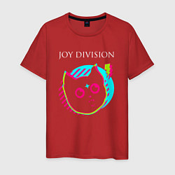 Футболка хлопковая мужская Joy Division rock star cat, цвет: красный