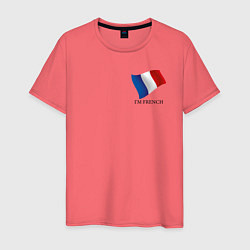 Футболка хлопковая мужская Im French - motto, цвет: коралловый