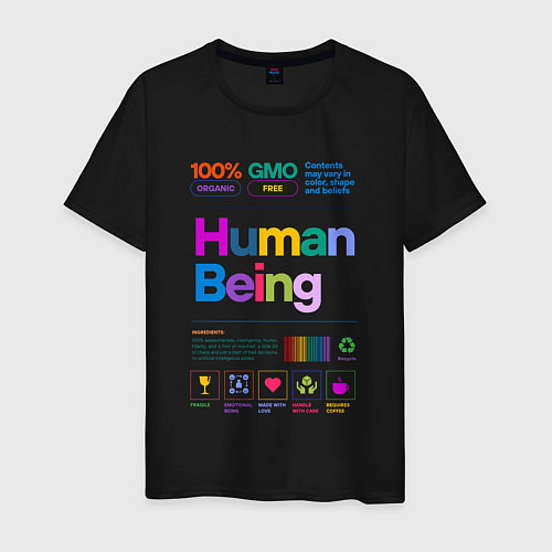 Мужская футболка Человеческое существо - human being / Черный – фото 1