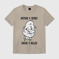Футболка хлопковая мужская После шести пива, цвет: миндальный