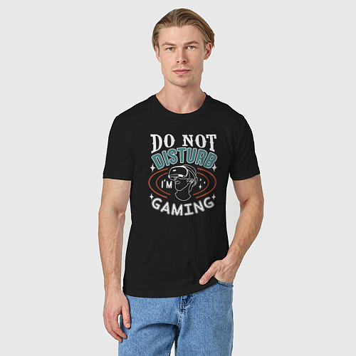 Мужская футболка Do not disturb im gaming / Черный – фото 3