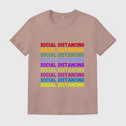 Футболка хлопковая мужская Social distancing - социальная дистанция, цвет: пыльно-розовый