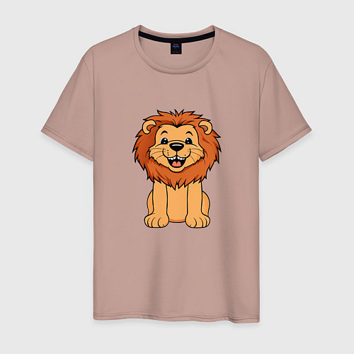 Мужская футболка Весёлый лев / Пыльно-розовый – фото 1