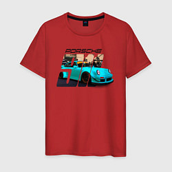 Футболка хлопковая мужская Немецкий спортивный автомобиль Порше, цвет: красный