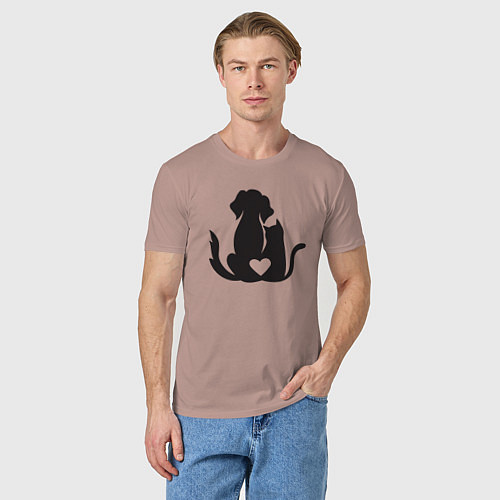 Мужская футболка Dog and cat love / Пыльно-розовый – фото 3