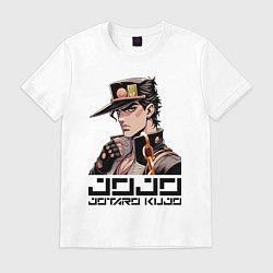 Футболка хлопковая мужская Jotaro Kujo - Jojo ai art, цвет: белый