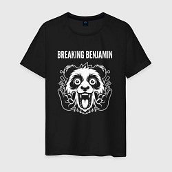 Футболка хлопковая мужская Breaking Benjamin rock panda, цвет: черный