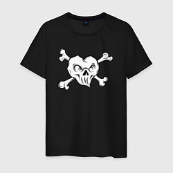 Футболка хлопковая мужская Heart skull, цвет: черный