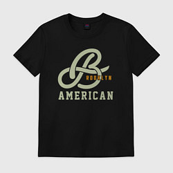 Футболка хлопковая мужская Brooklyn american, цвет: черный