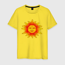 Футболка хлопковая мужская Огненное солнце, цвет: желтый