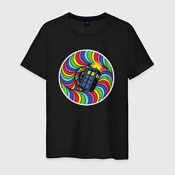 Футболка хлопковая мужская Tardis colors, цвет: черный