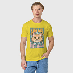 Футболка хлопковая мужская Винтажный рыжий кот пацифист, цвет: желтый — фото 2
