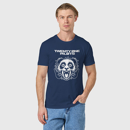 Мужская футболка Twenty One Pilots rock panda / Тёмно-синий – фото 3