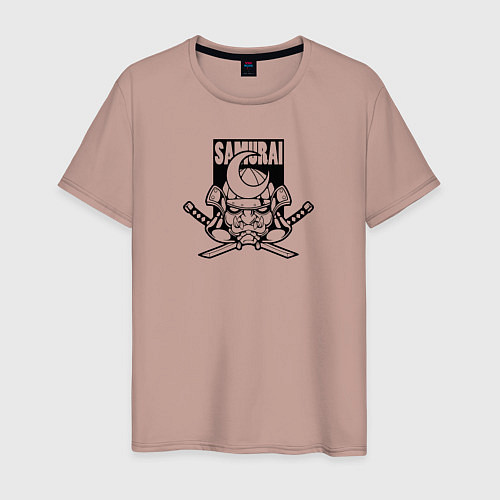 Мужская футболка Самурай монохром / Пыльно-розовый – фото 1