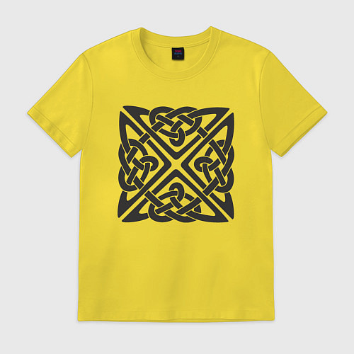 Мужская футболка Квадратный кельтский черный узор / Желтый – фото 1