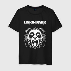 Футболка хлопковая мужская Linkin Park rock panda, цвет: черный