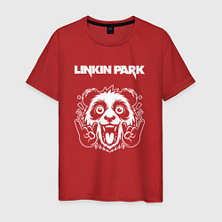 Футболка хлопковая мужская Linkin Park rock panda, цвет: красный