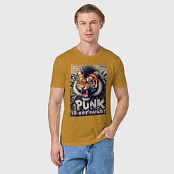 Футболка хлопковая мужская Cool tiger - punks not dead, цвет: горчичный — фото 2