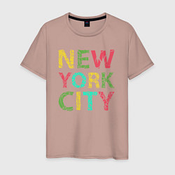 Футболка хлопковая мужская New York city colors, цвет: пыльно-розовый