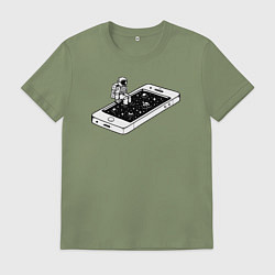 Футболка хлопковая мужская Космическая связь, цвет: авокадо