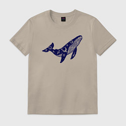 Футболка хлопковая мужская Space whale, цвет: миндальный