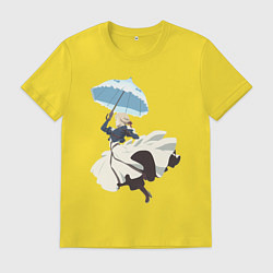 Футболка хлопковая мужская Вайолет Эвергарден автозапоминающая кукла, цвет: желтый