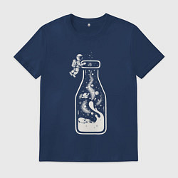Футболка хлопковая мужская Космос в бутылочке, цвет: тёмно-синий