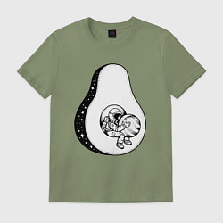 Футболка хлопковая мужская Космонавт и авокадо, цвет: авокадо
