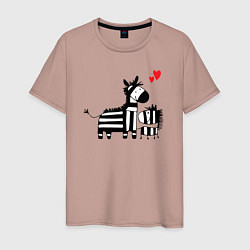 Футболка хлопковая мужская Zebra love, цвет: пыльно-розовый